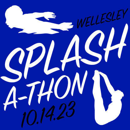 Wellesley Splashathon 10.14.23 image of a swimmer and diver in white on blue background